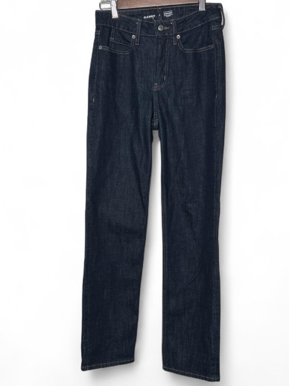 Old Navy extra high-rise straight leg dark wash jeans sz 0 #denim #straightleg